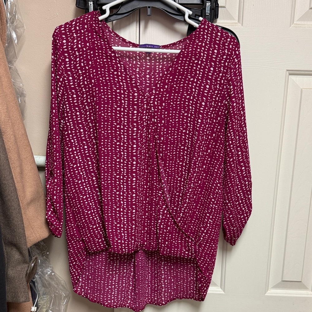 West Kei Burgundy and White Blouse